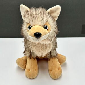 Wild Republic Cuddlekins Sitting Timber Wolf Grey Beige Plush Stuffed 10” EUC